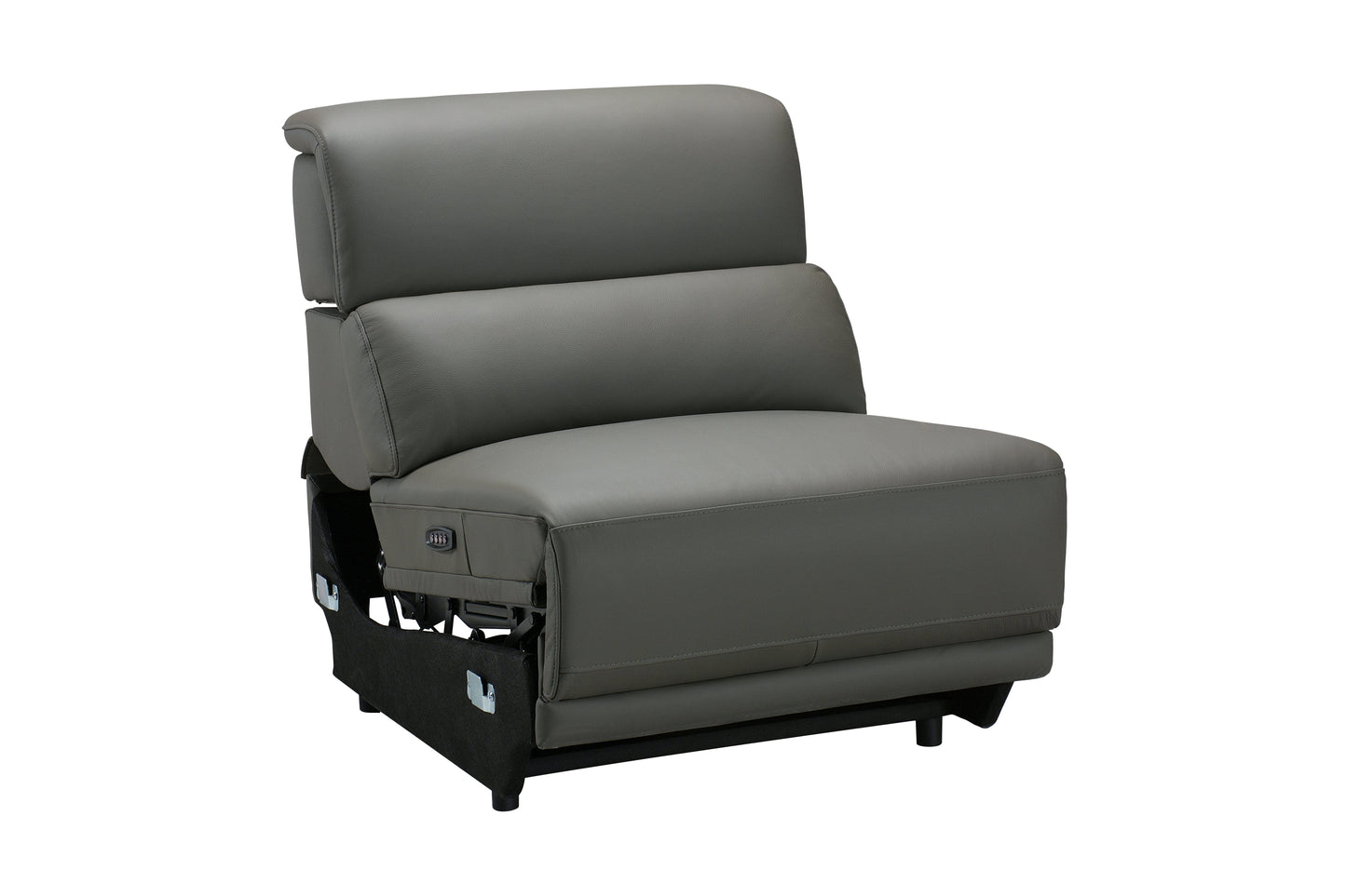 San Andreas Electric Recliner Grey Top Grain Leather Corner Sofa With Charging Console