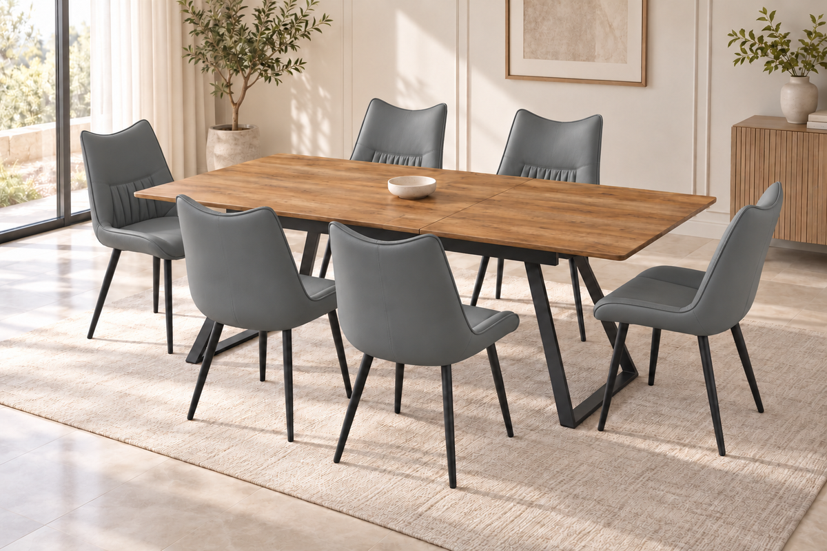(Pre Order Deal, Arriving December 15th) Celia Dining Chairs In Elephant Grey Leather