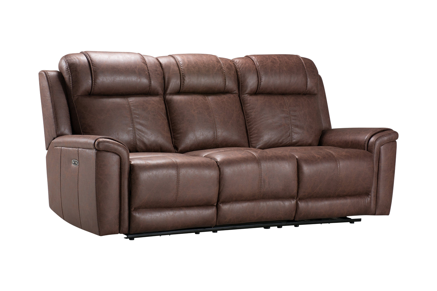 Charles Electric / Power Reclining Brown Resilience Fabric Sofa Range | Power Headrests | USB Charging & Drinks Tray Table Plus High Seating & Backrest Position | Couch