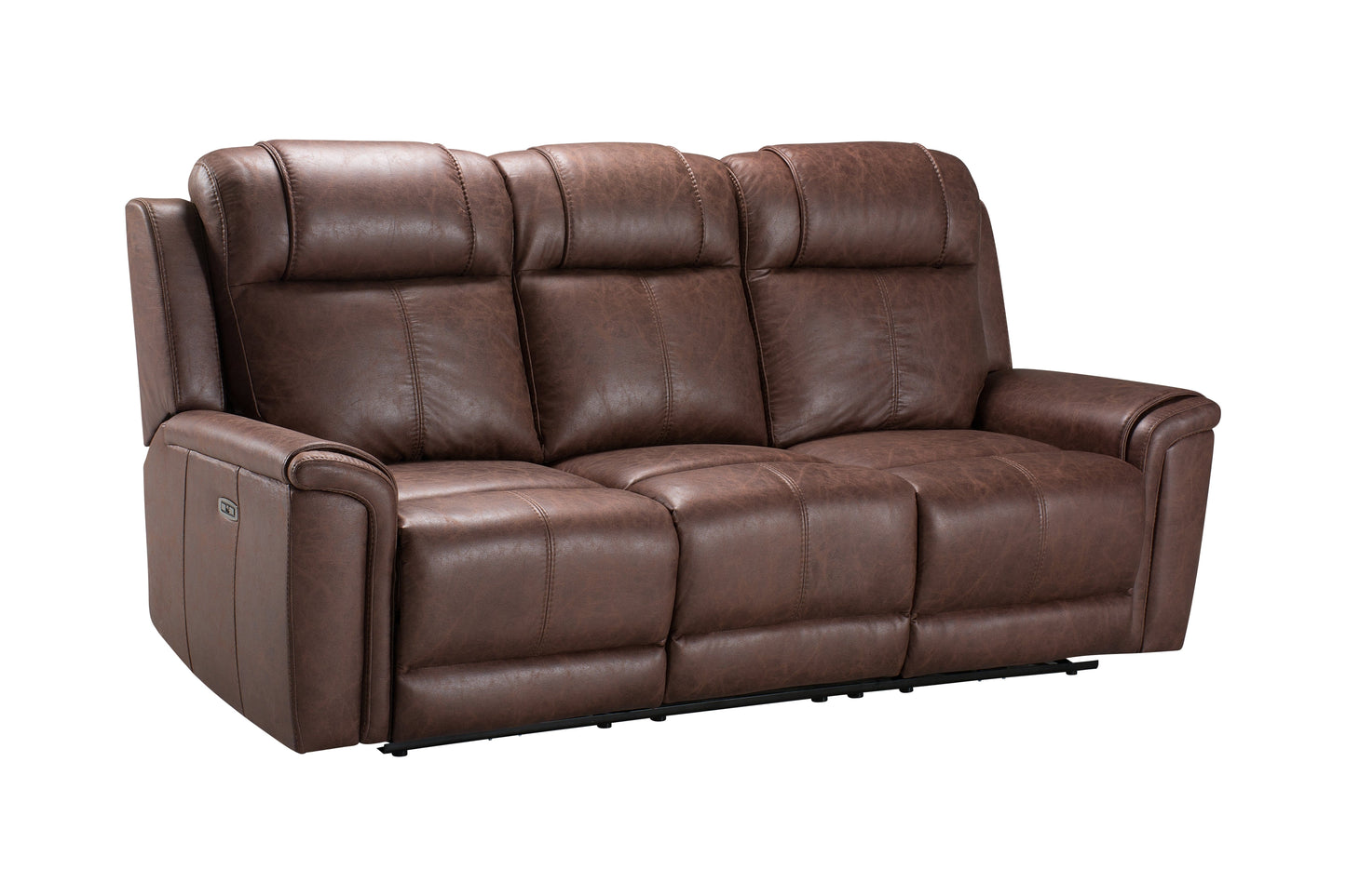 Charles Electric / Power Reclining Brown Resilience Fabric Sofa Range | Power Headrests | USB Charging & Drinks Tray Table Plus High Seating & Backrest Position | Couch