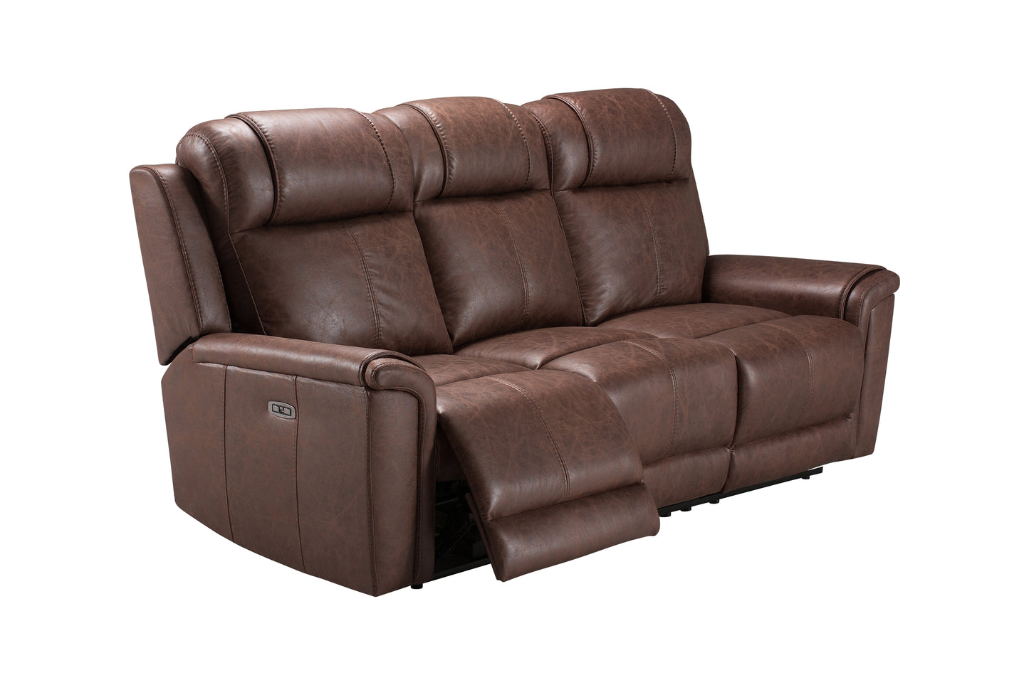 Charles Electric / Power Reclining Brown Resilience Fabric Sofa Range | Power Headrests | USB Charging & Drinks Tray Table Plus High Seating & Backrest Position | Couch