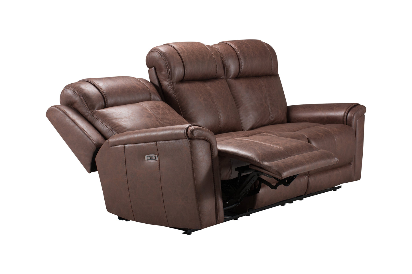 Charles Electric / Power Reclining Brown Resilience Fabric Sofa Range | Power Headrests | USB Charging & Drinks Tray Table Plus High Seating & Backrest Position | Couch