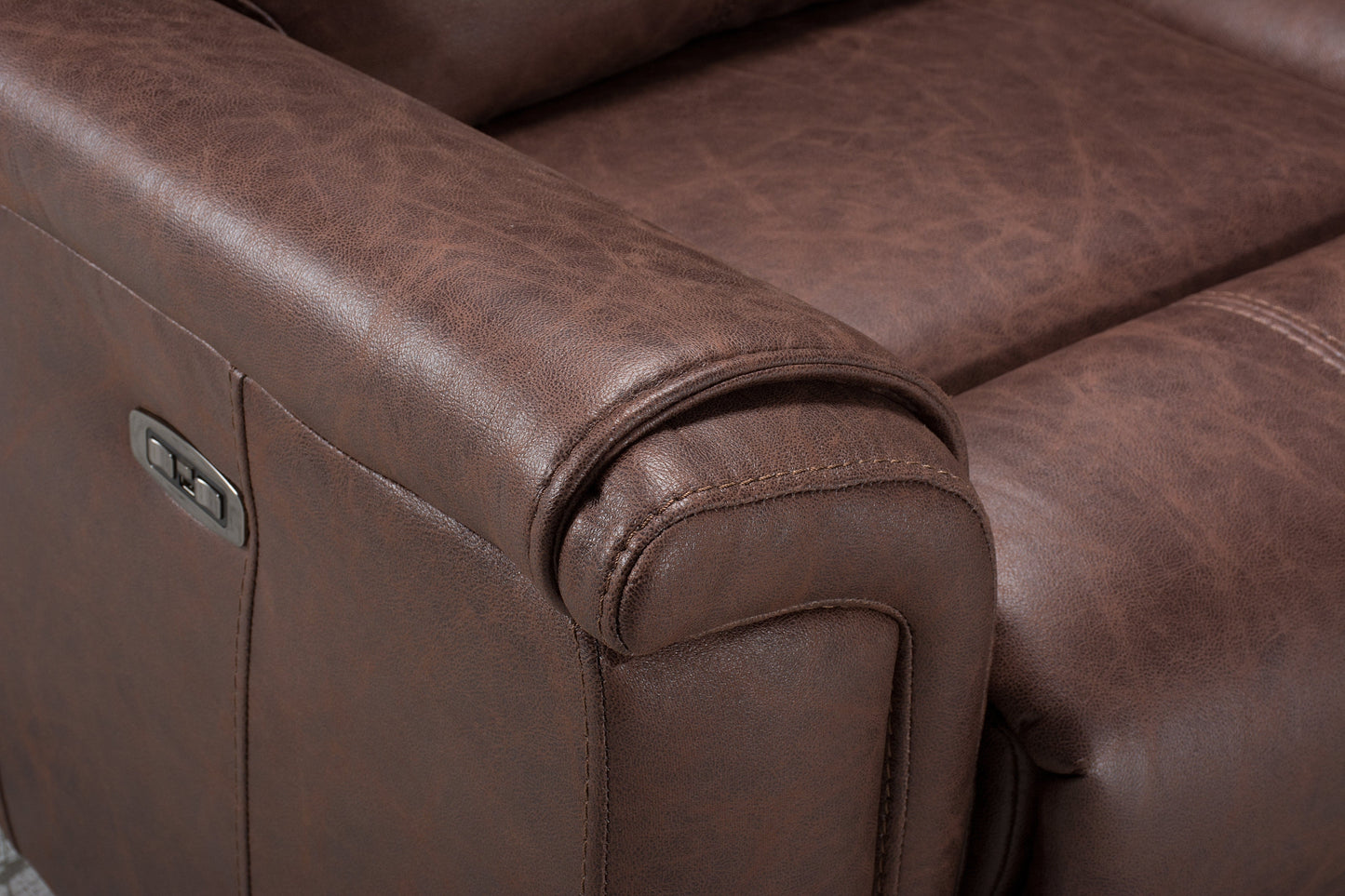 Charles Electric / Power Reclining Brown Resilience Fabric 2 Seater Sofa | Power Headrests | USB Charging Plus High Seating & Backrest Position | Couch