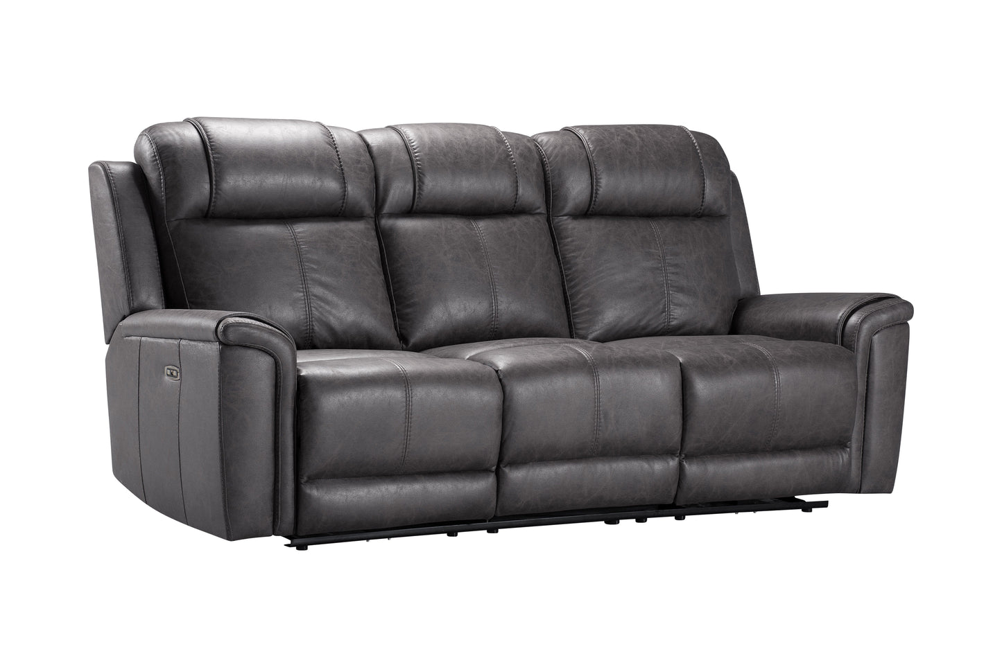 Back In Stock October 5th - Charles Electric / Power Reclining Charcoal Grey Resilience Fabric 3 Seater Sofa | Power Headrests | USB Charging & Drinks Tray Table Plus High Seating & Backrest Position | Couch