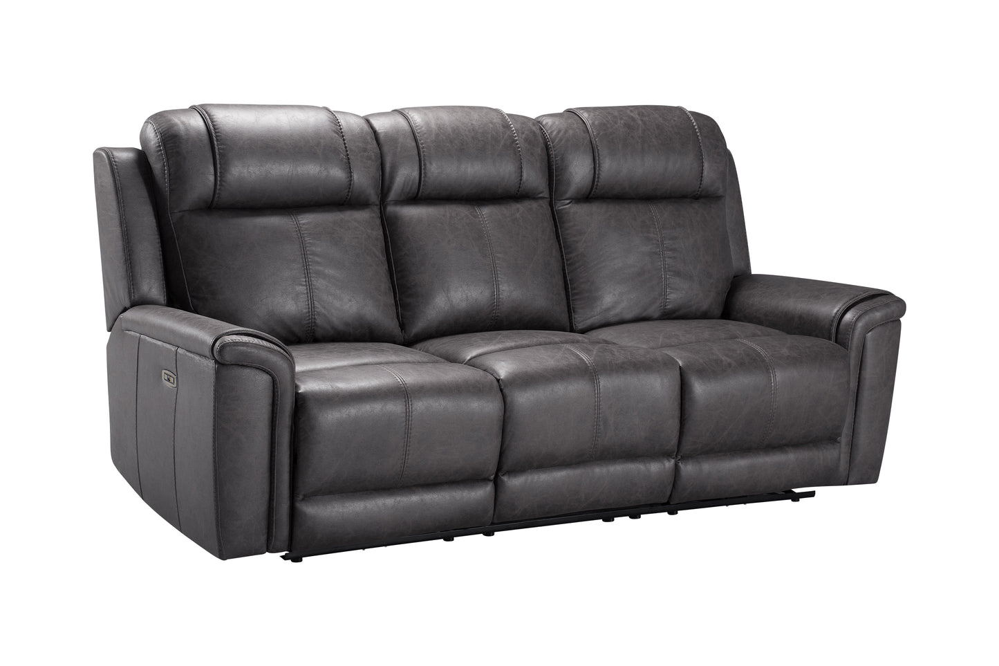 Back In Stock October 5th - Charles Electric / Power Reclining Charcoal Grey Resilience Fabric 3 Seater Sofa | Power Headrests | USB Charging & Drinks Tray Table Plus High Seating & Backrest Position | Couch