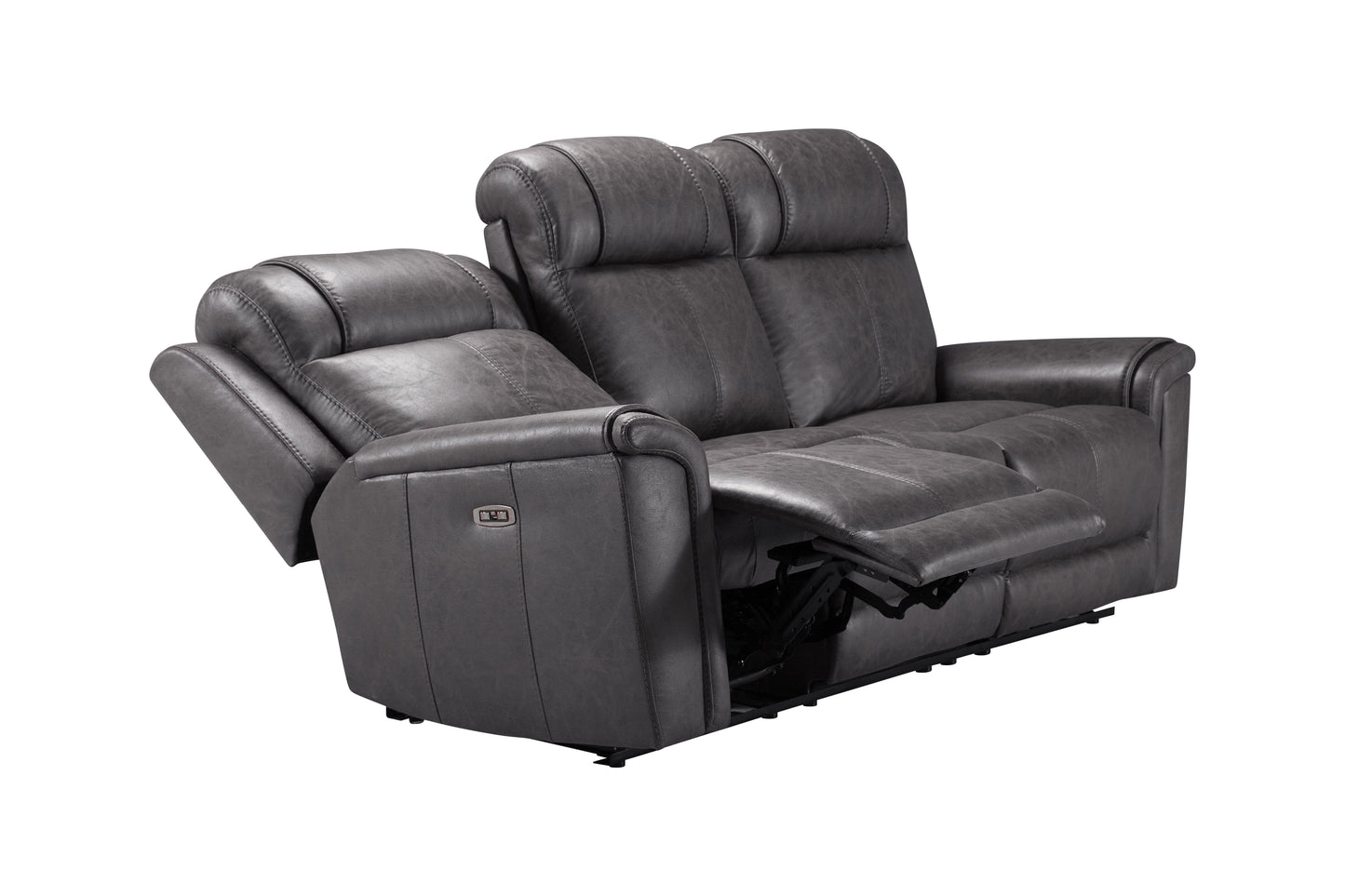 Back In Stock October 5th - Charles Electric / Power Reclining Charcoal Grey Resilience Fabric 3 Seater Sofa | Power Headrests | USB Charging & Drinks Tray Table Plus High Seating & Backrest Position | Couch