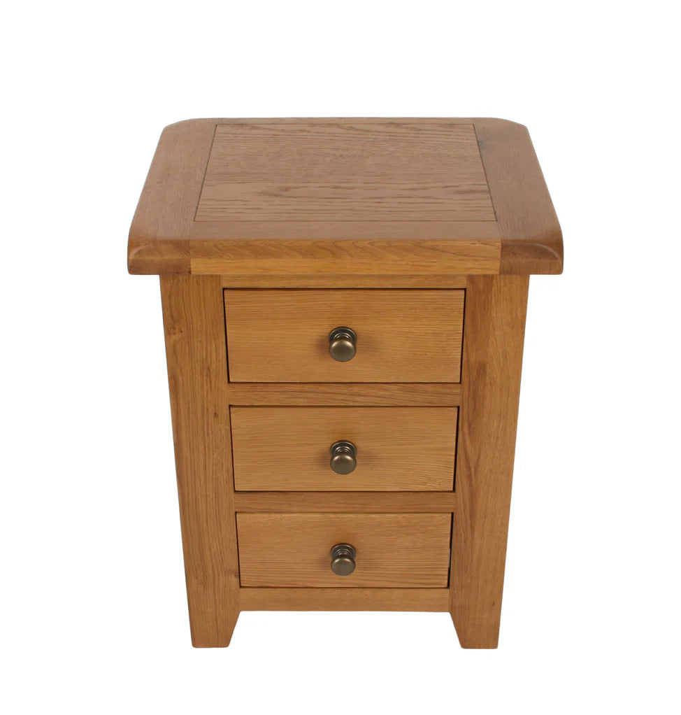 Torino Real Hardwood Oak Bedside 3 Drawer