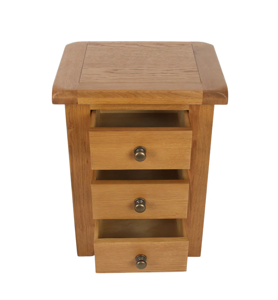 Torino Real Hardwood Oak Bedside 3 Drawer