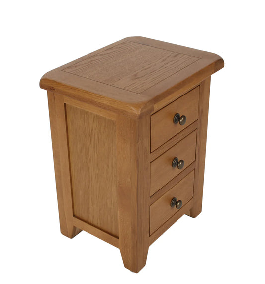 Torino Real Hardwood Oak Bedside 3 Drawer