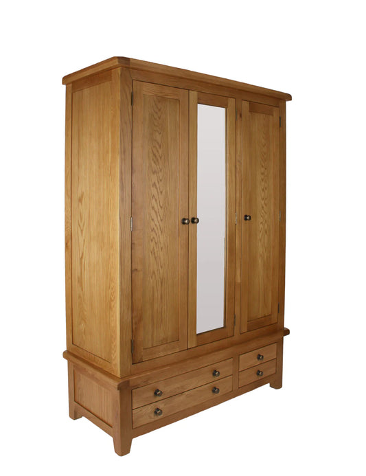 Torino Large Real Hardwood Oak Wardrobe