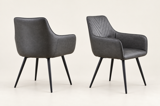 STNFD Grey Quilted Leather Tub Dining Chairs Set Of 2, 4, 6 or 8