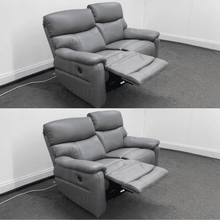 DFS Charcoal Grey Milano Leather Reclining 2 Seater + 2 Seater Sofa Set With USB Ports | Couch |