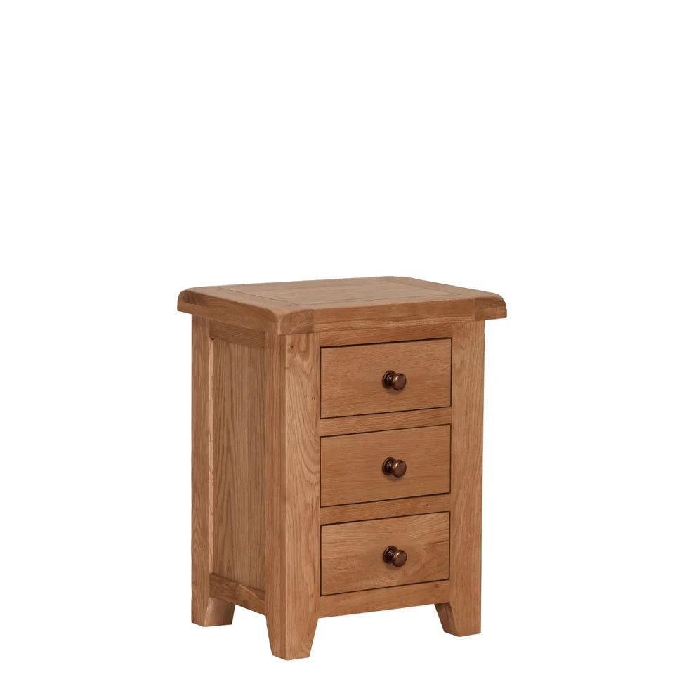 Torino Real Hardwood Oak Bedside 3 Drawer