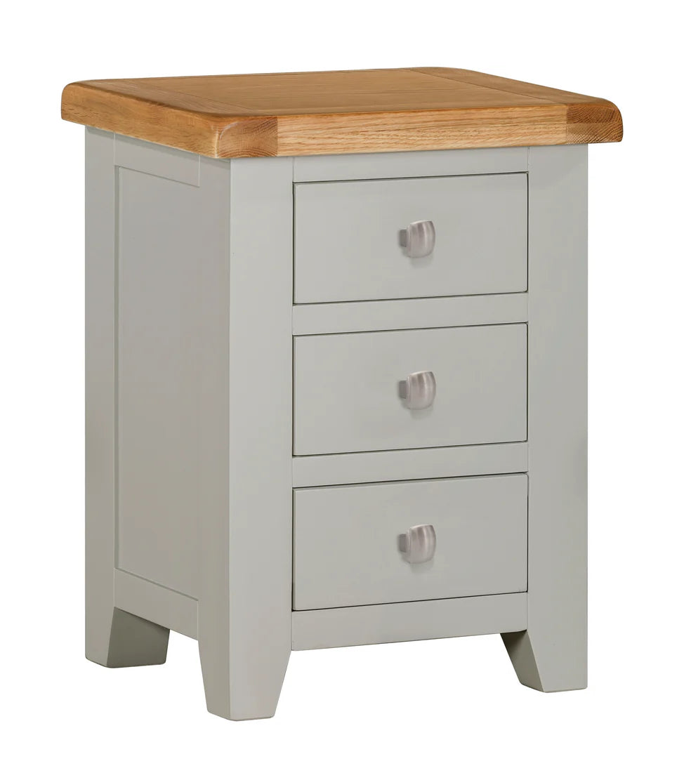 Lucca Real Hardwood Oak Bedside 3 Drawer