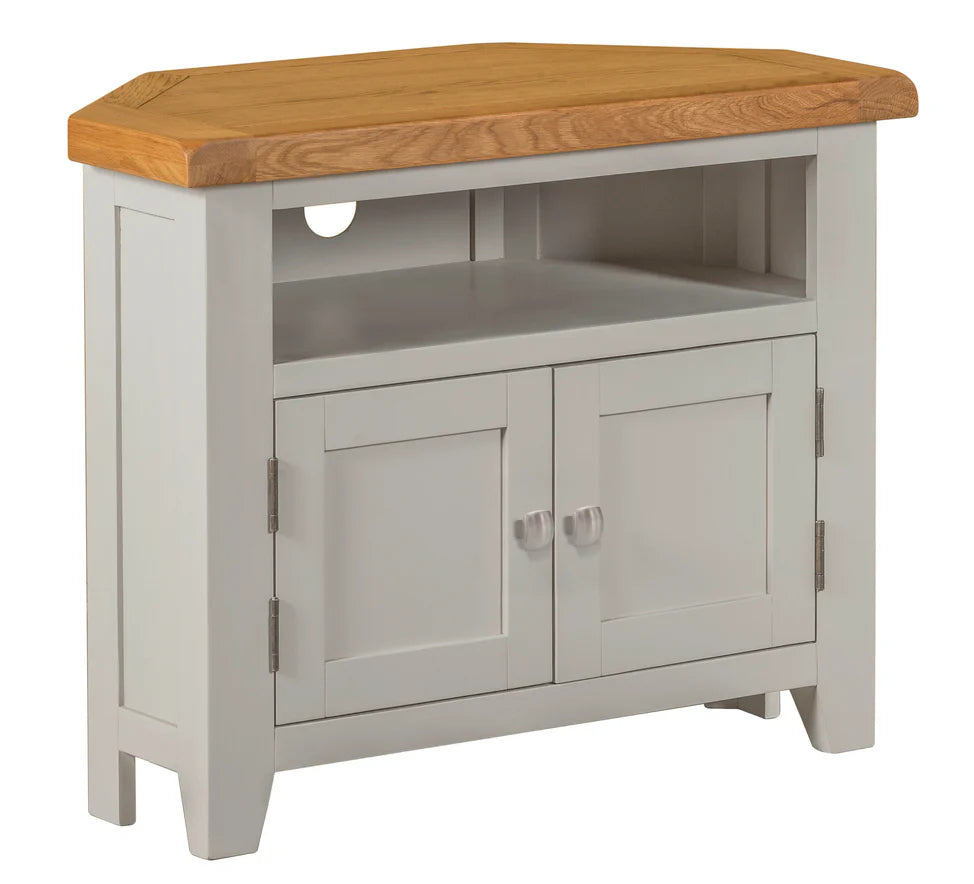 Lucca Real Hardwood Oak Corner TV Unit