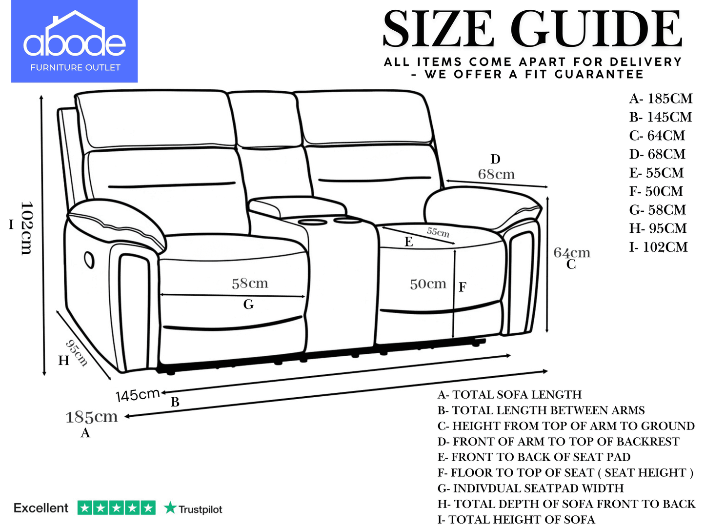 Donald Grey Suede Fabric Electric / Power Reclining 2 Seater With Drinks Console Sofa With USB Charging Ports & Drinks Coolers