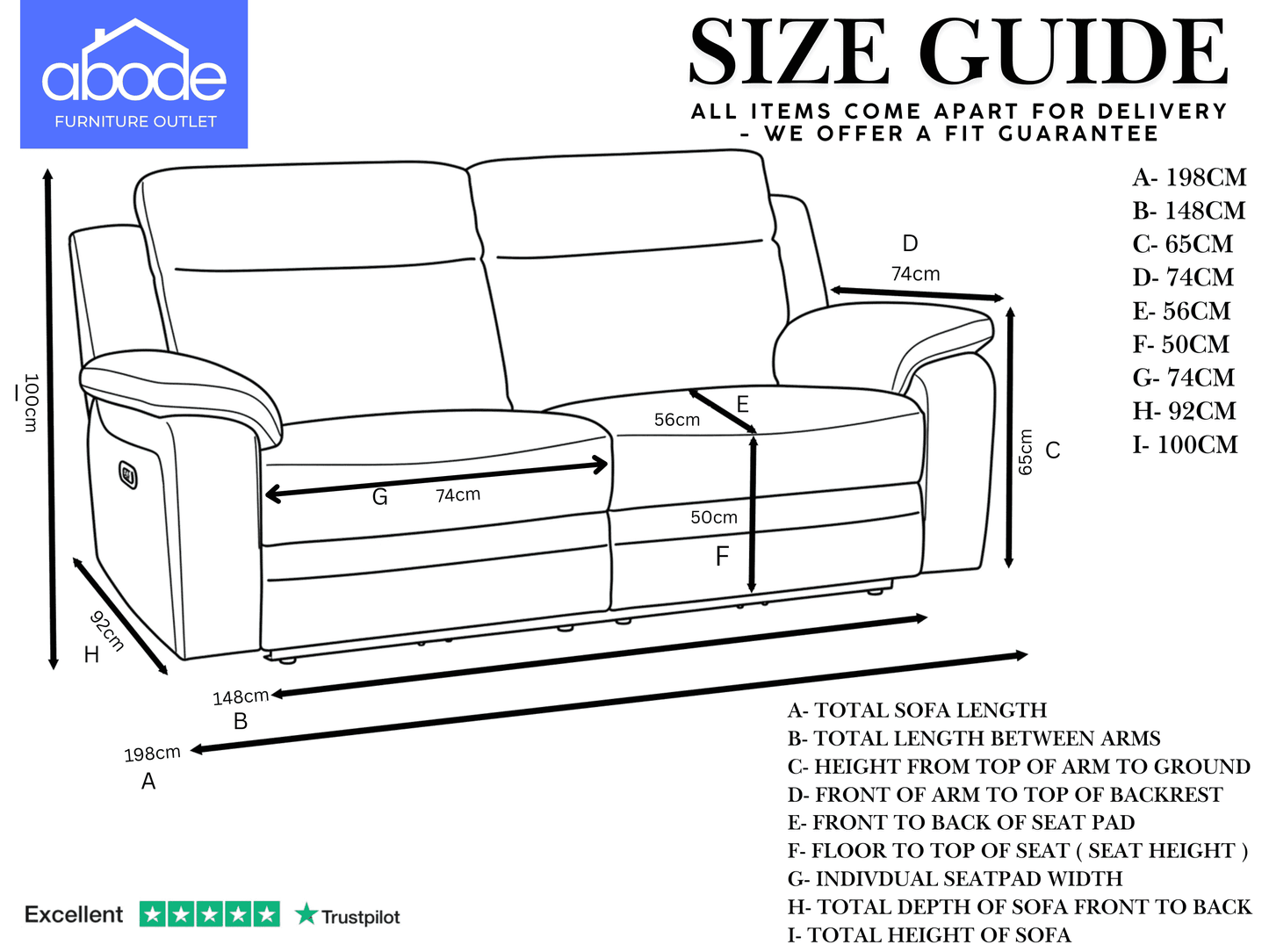 "Barre" Electric / Power Reclining Grey Fabric 3 Seater Sofa - USB Charging