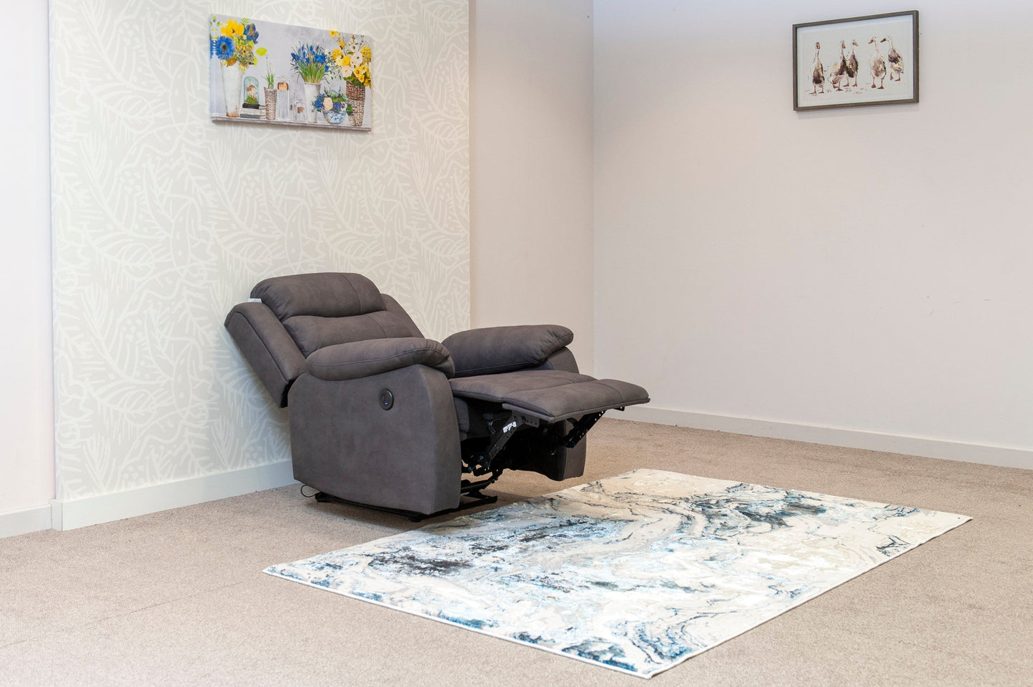 Willow Express Charcoal Grey Fabric Power Reclining Armchair Sofa