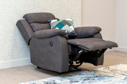 Willow Express Charcoal Grey Fabric Power Reclining Armchair Sofa