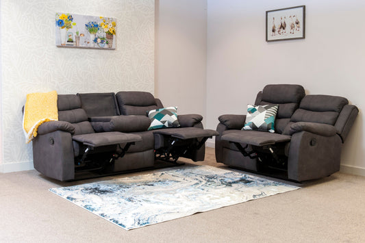 Willow Dark Grey Easy Clean Fabric With Manual Reclining Feature Seater Sofa Set Range