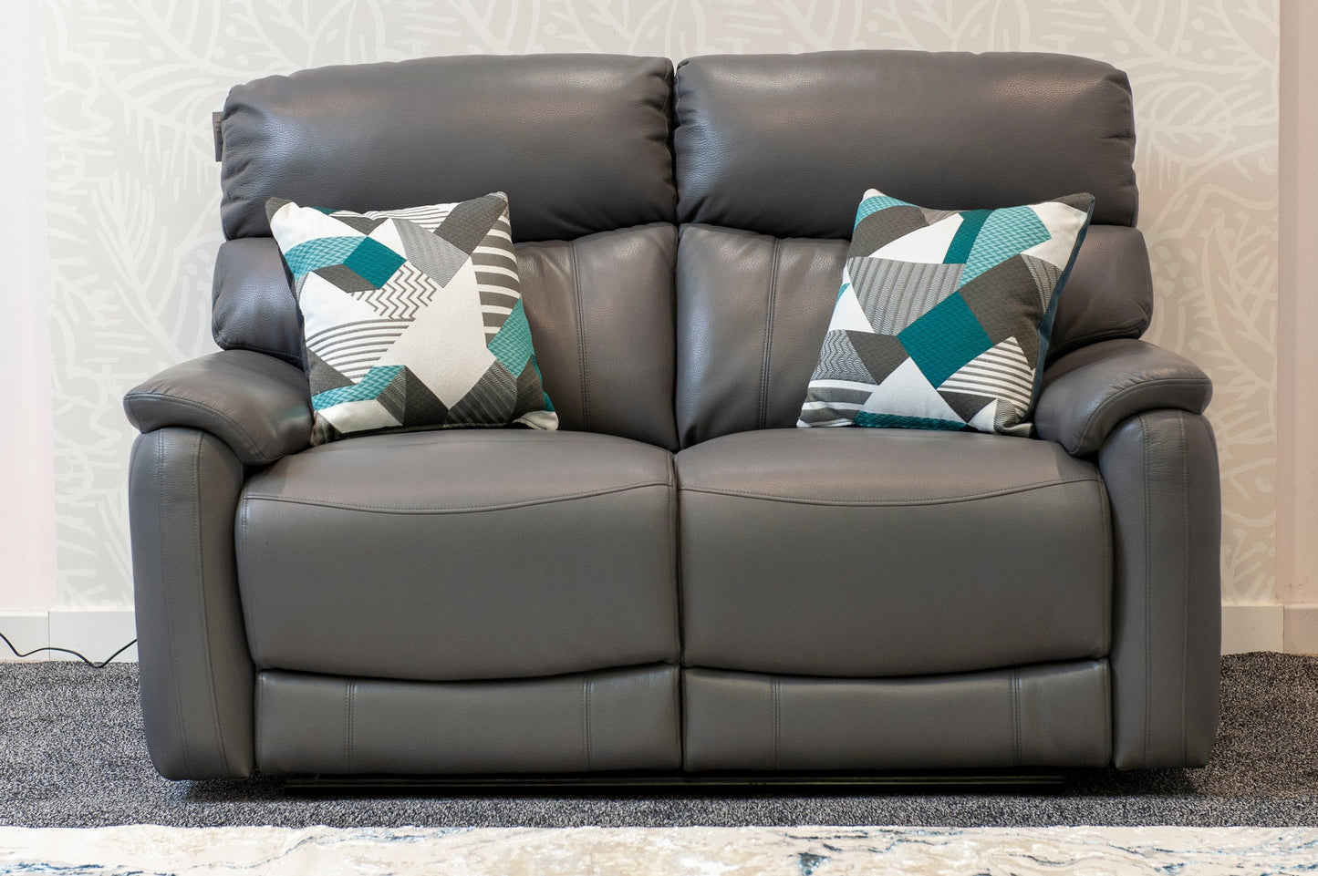 DFS Grey MILANO Leather Electric Reclining 2 + 1 + 1 Seater Sofa Suite Set + USB Ports