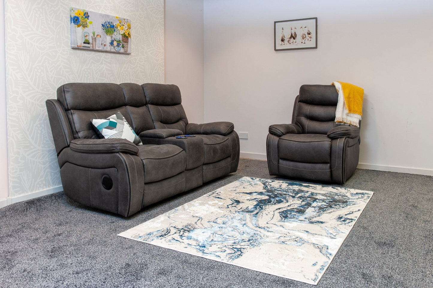 Cinema Sofas | Drinks Coolers | Wireless Charging | Bluetooth Speakers | Power Adjustable Headrests | Express Smart Tech Grey Fabric Power Recliner 3 + 2 Seater Bundle Sofa Set | Couch |