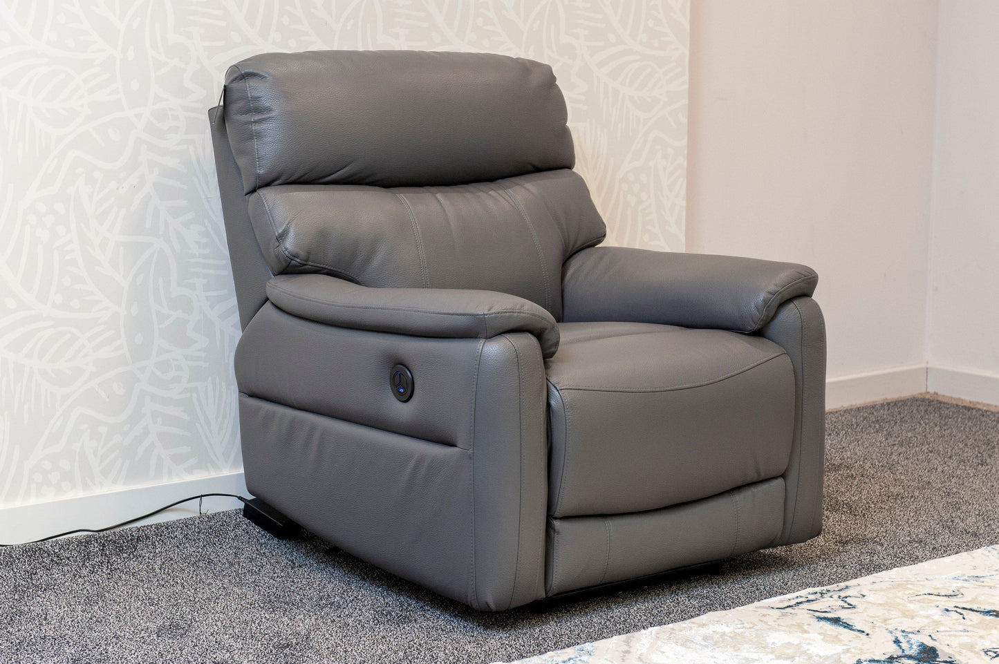 DFS Grey MILANO Leather Electric Reclining 2 + 1 + 1 Seater Sofa Suite Set + USB Ports