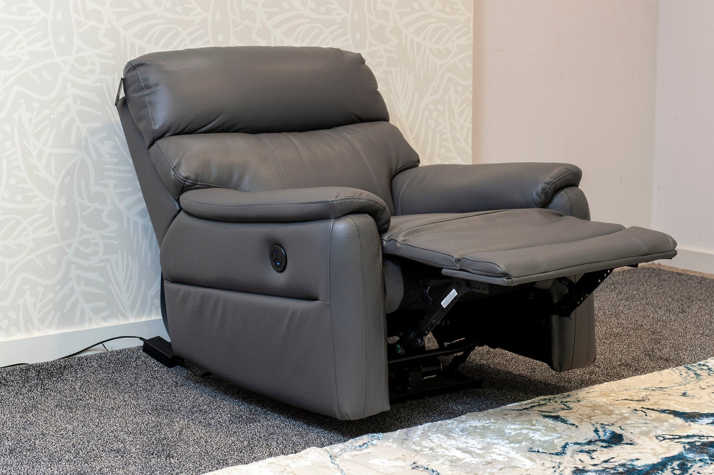 DFS MILANO Grey Leather Electric Reclining 3 + 1 Seater Sofa Suite Set + USB Ports | Couch |