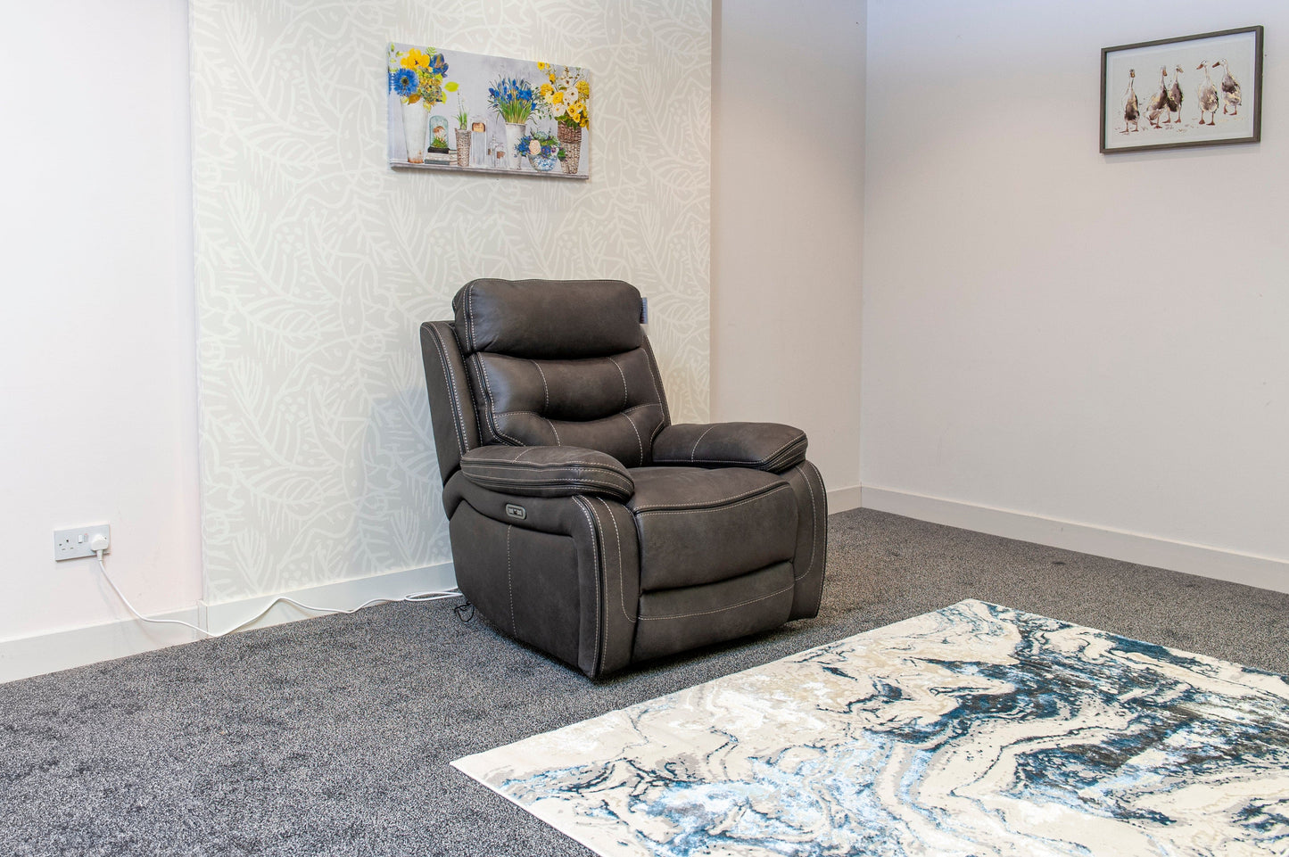Cinema Sofa | Adjustable Power Headrests | Bluetooth Speakers | Vinson Express Smart Tech 1 Seater Sofa / Fabric Power Recliner Armchair Fabric Power Recliner