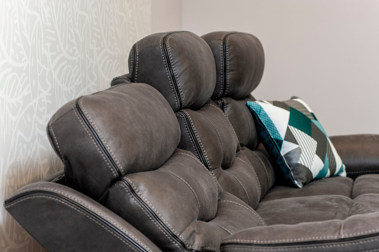 Cinema Sofa | Drinks Coolers | Wireless Charging | Bluetooth Speakers | Express Smart Tech Grey Fabric Power Recliner 3 + 2 Seater Bundle Sofa Set