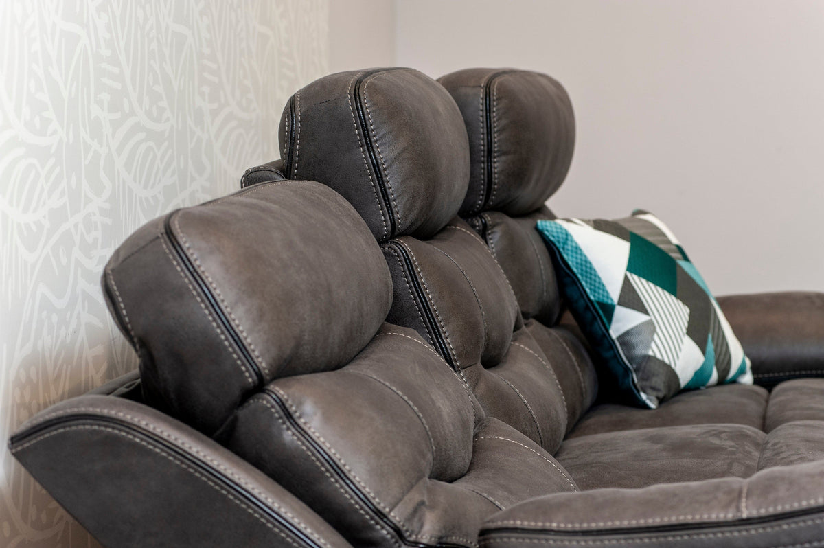 Cinema Sofa | Adjustable Power Headrests | Bluetooth Speakers | Vinson Express Smart Tech Fabric Power Recliner 3 Seater Sofa & 2 Armchairs Tech Fabric Sofa Set | Couch |