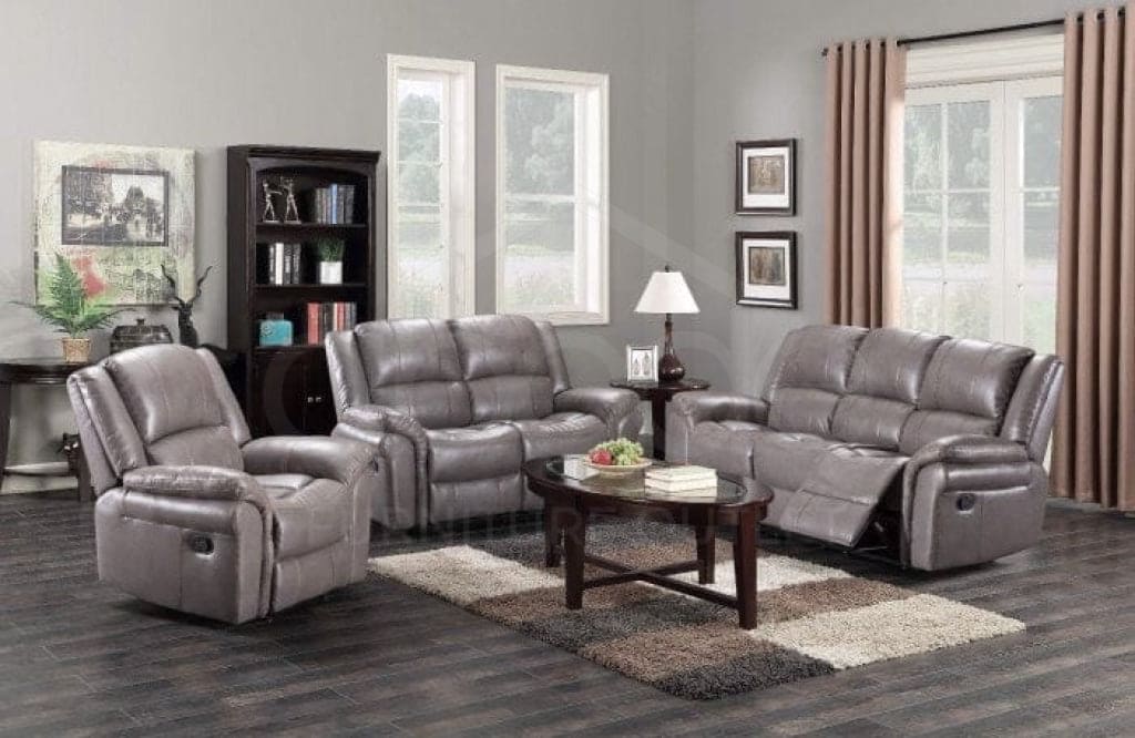 Antonio Grey Leather 3 + 2 + 1 Seater Sofa Set Sofas