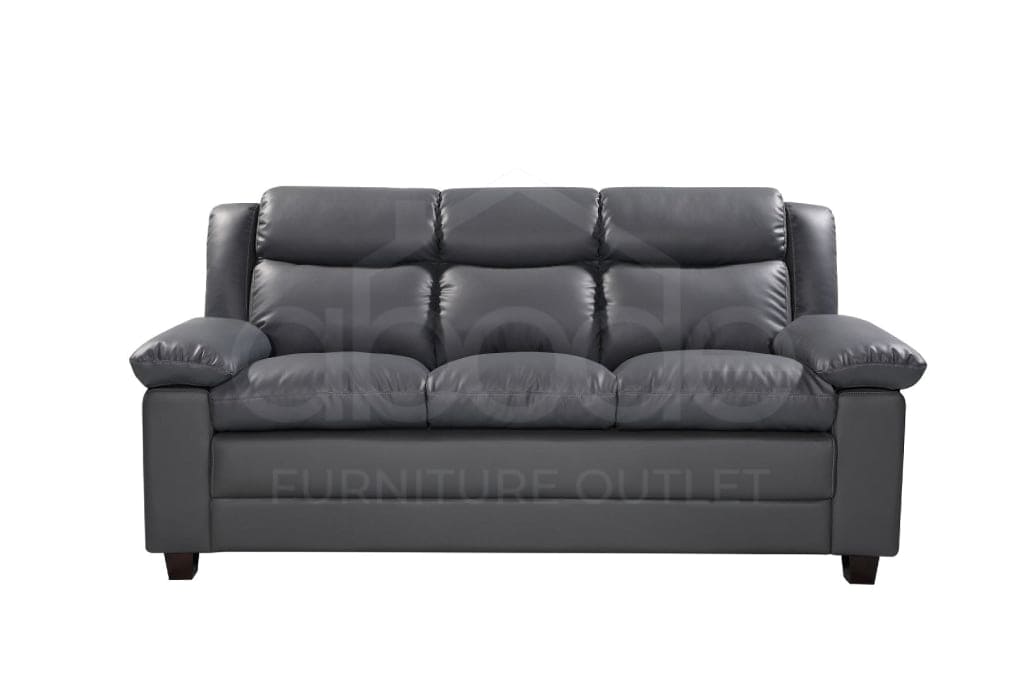 Arthur Grey Leather 3 Seater Sofa Sofas