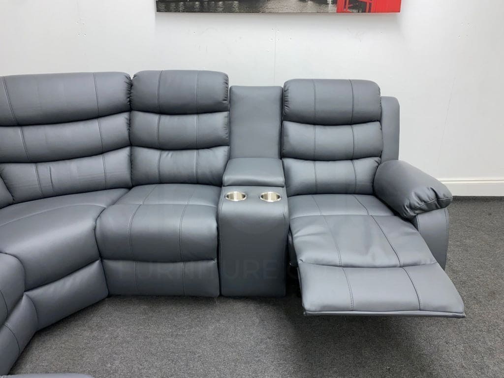Landos Modular Recliner Grey Leather Corner Sofa Sofas