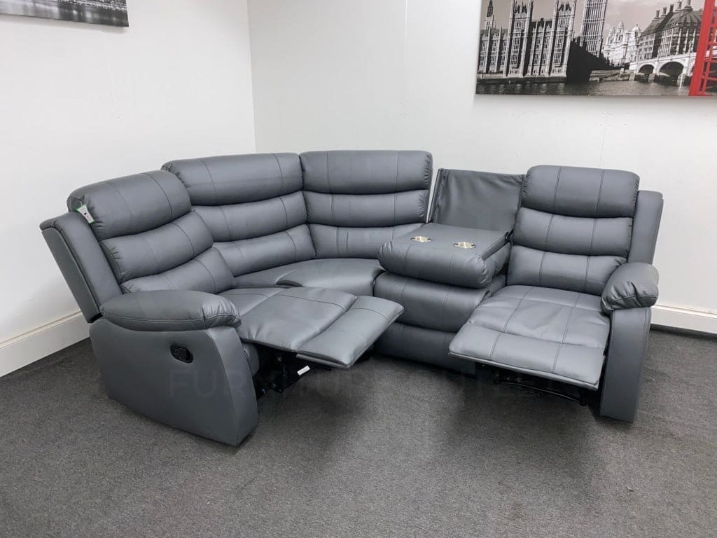 Landos Lhf Modular Recliner 4 Seat Grey Leather Corner Sofa Sofas