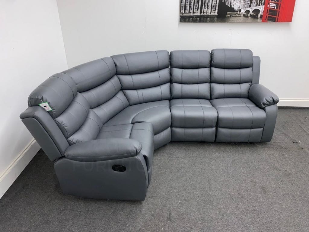 Landos Lhf Modular Recliner 4 Seat Grey Leather Corner Sofa Sofas