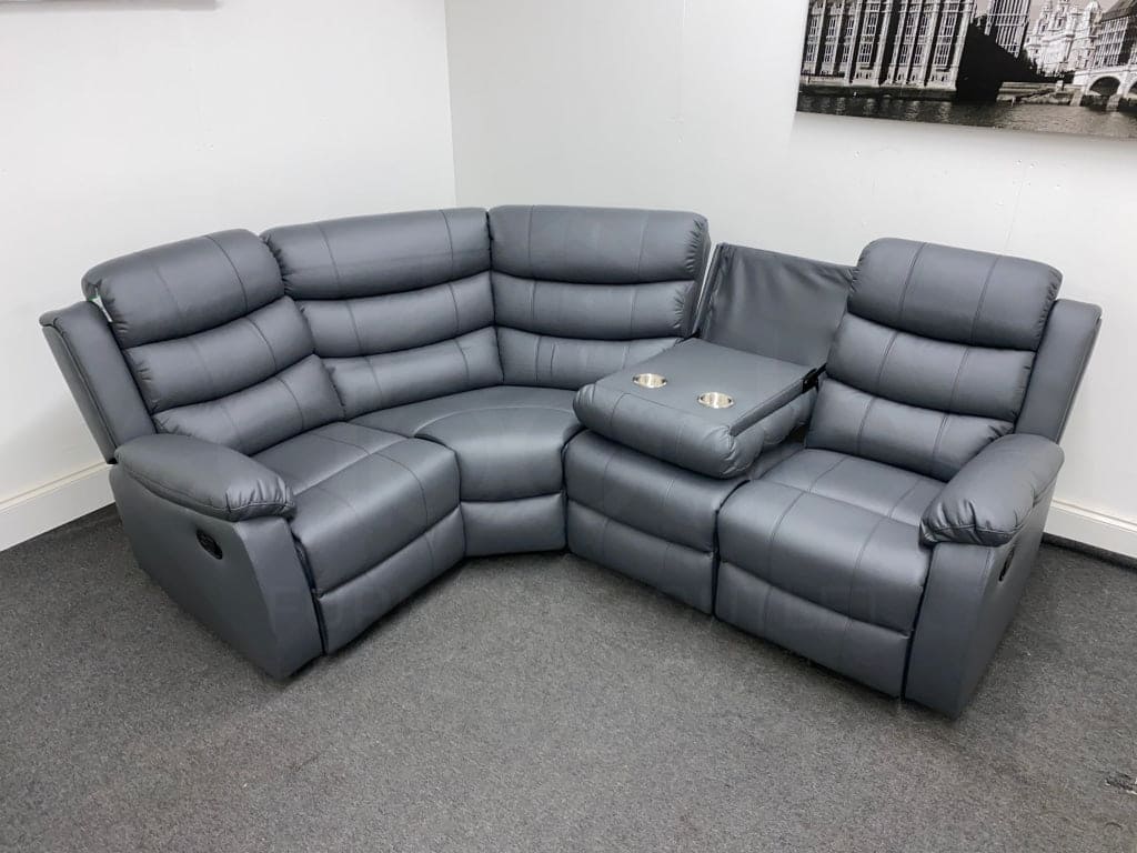 Landos Lhf Modular Recliner 4 Seat Grey Leather Corner Sofa Sofas