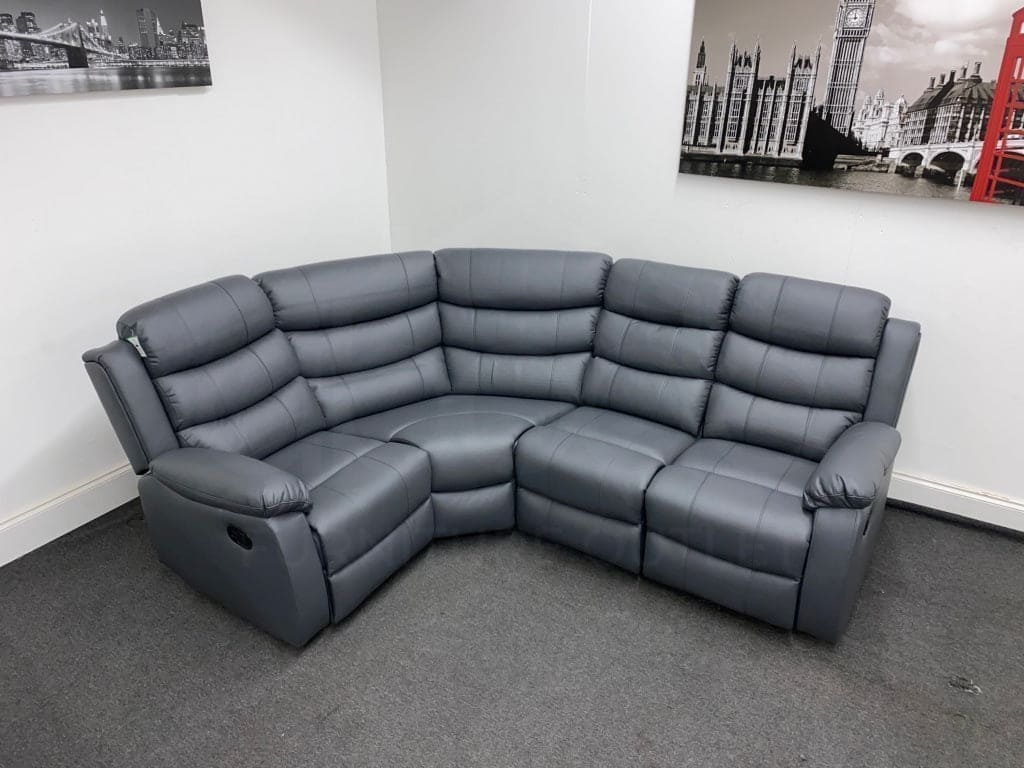 Landos Lhf Modular Recliner 4 Seat Grey Leather Corner Sofa Sofas