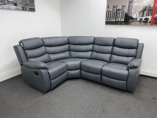 Landos Lhf Modular Recliner 4 Seat Grey Leather Corner Sofa Sofas
