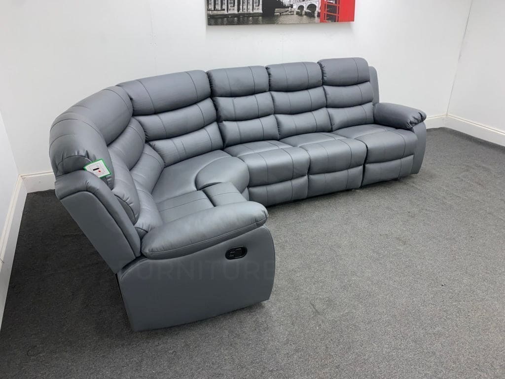 Landos Lhf Modular Recliner 5 Seat Grey Leather Corner Sofa Sofas