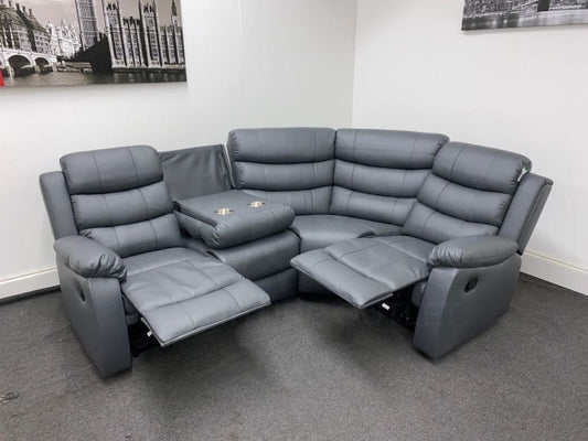 Landos Rhf Modular Recliner 4 Seat Grey Leather Corner Sofa Sofas