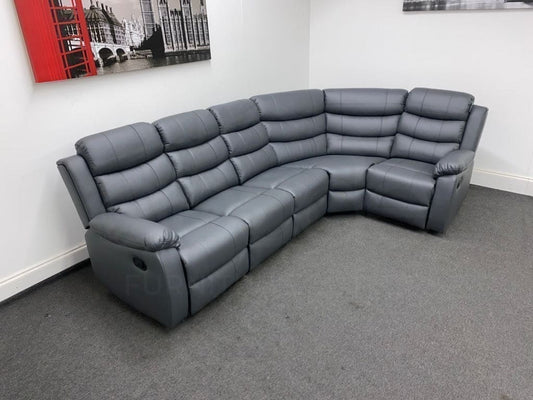 Landos Rhf Modular Recliner 5 Seat Grey Leather Corner Sofa Sofas