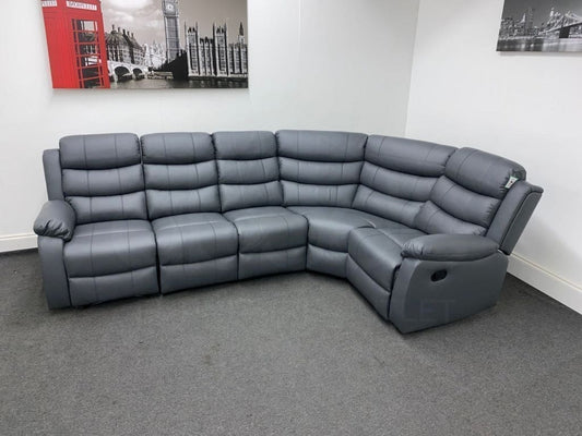 Landos Rhf Modular Recliner 5 Seat Grey Leather Corner Sofa Sofas