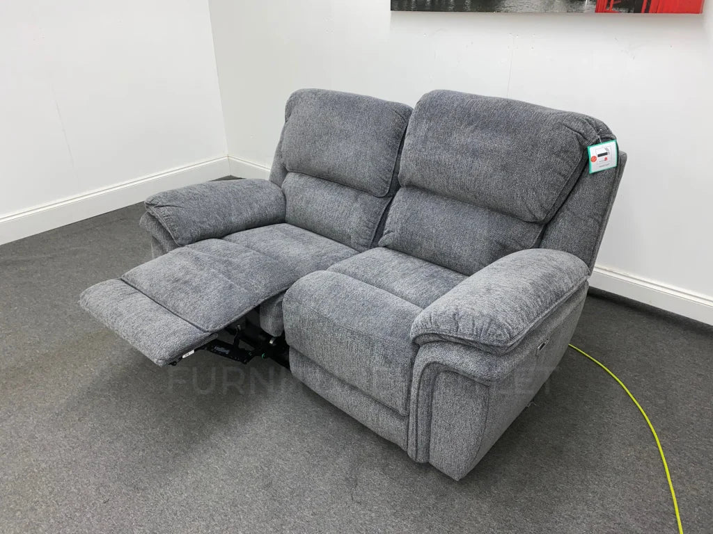 Baxley 2 Seater Charcoal Grey Fabric Electric Reclining Sofa Sofas
