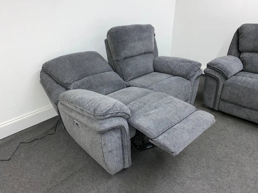 Baxley 3 + 2 Seater Charcoal Grey Fabric Electric Reclining Sofa Set Sofas
