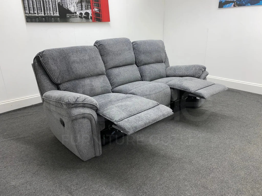 Baxley 3 Seater Charcoal Grey Fabric Manual Reclining Sofa Sofas