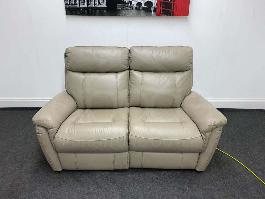 Beige Leather Electric Recliner 2 Seater Sofa Sofas