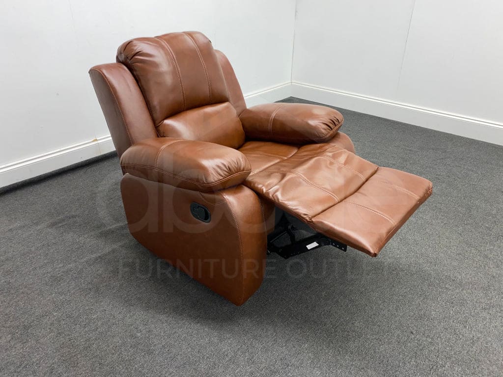 Brown Tan Leather Recliner 1 Seater Sofa Armchair Sofas