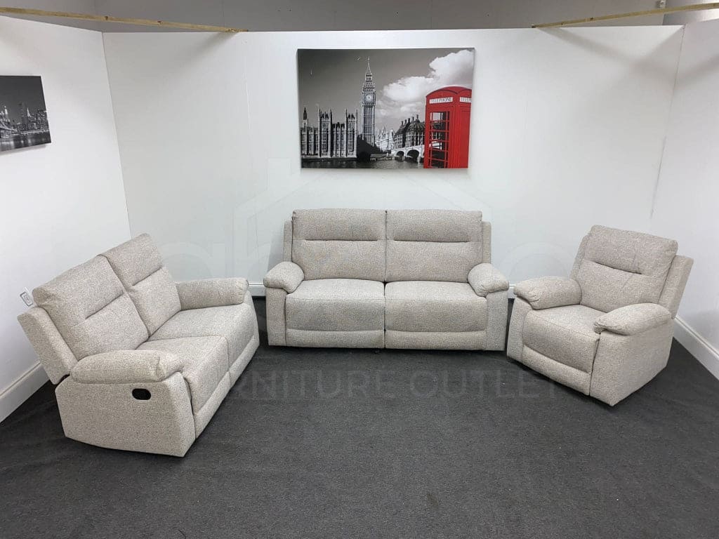 Bellamy Grey Fabric Reclining 3 + 2 1 Sofa Set
