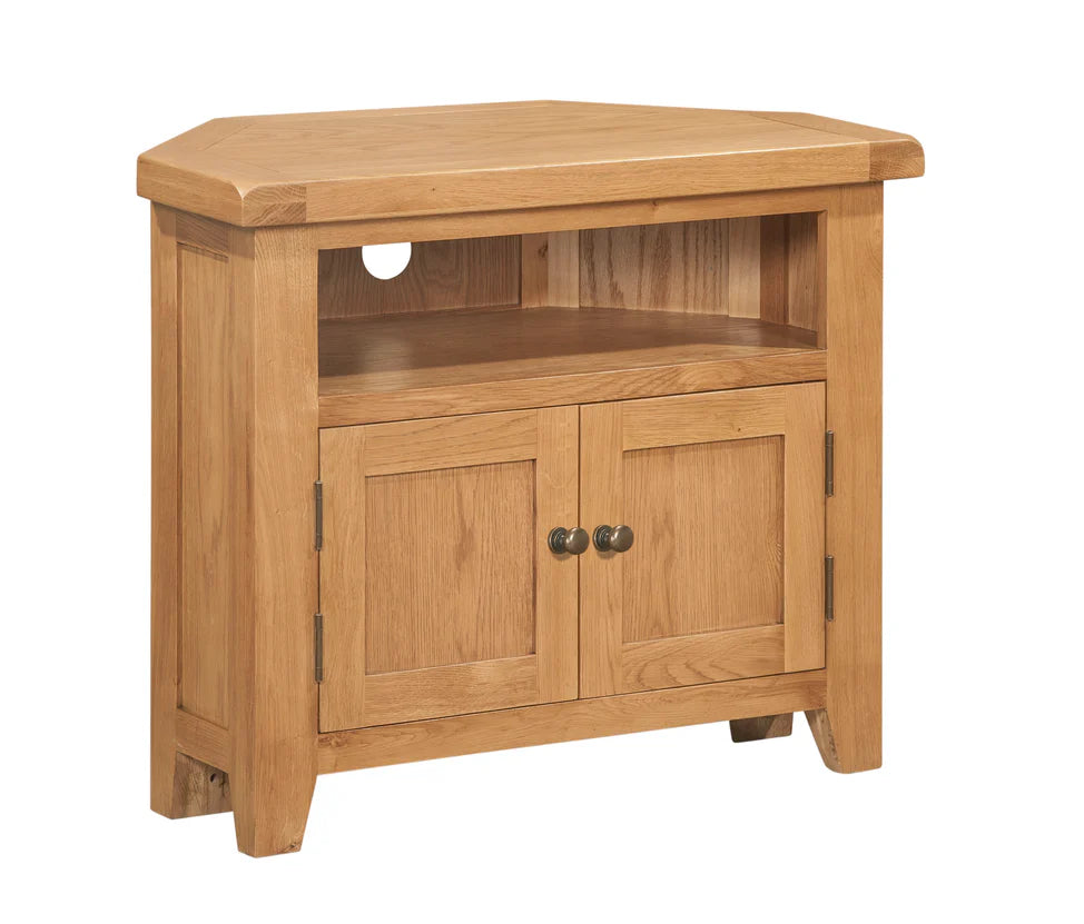 Torino Real Hardwood Oak Corner TV Unit